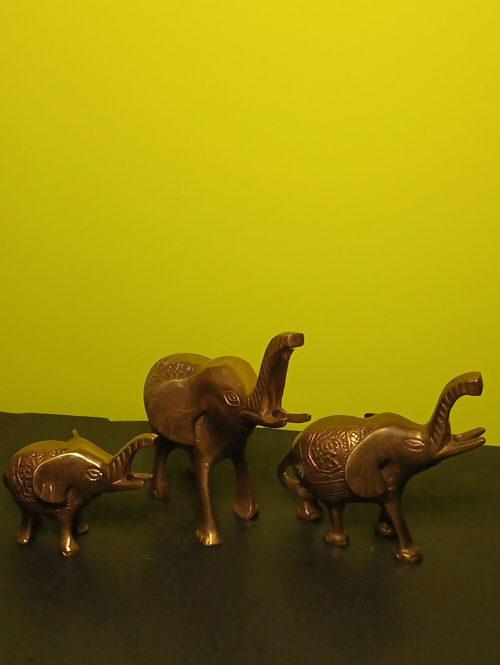 Brass Elephant Figurine Trio - Antique Style